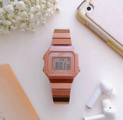 Reloj Mujer CASIO Oro Rosado Vintage B650 Digital