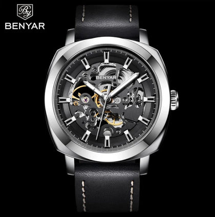 Reloj Hombre BENYAR MECHANICS Automático Cuero, Cristal Mineral Diamantado