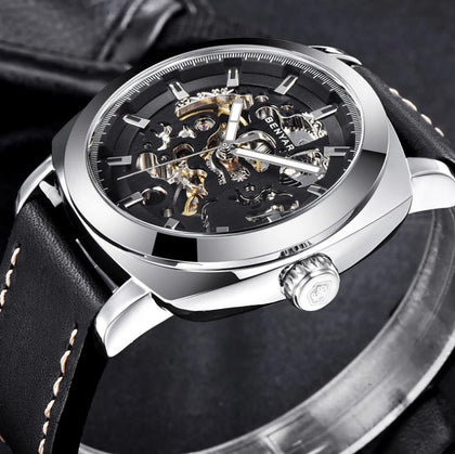 Reloj Hombre BENYAR MECHANICS Automático Cuero, Cristal Mineral Diamantado