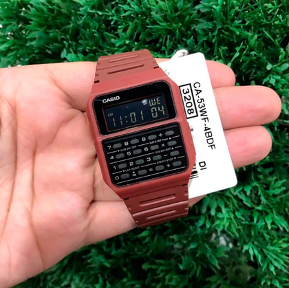 Reloj Calculadora Hombre CASIO CA-53 Burdeo Clásico Vintage Digital Cuarzo