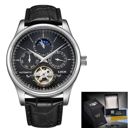 Reloj Hombre LIGE ESTELAR BLACK Clásico Automático Cristal mineral diamantado