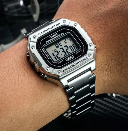 Reloj Hombre CASIO Vintage Plata W-218 Cuarzo Digital Correa Metálica