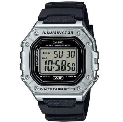 Reloj Hombre CASIO Vintage Plata W-218 Cuarzo Digital Correa Silicona